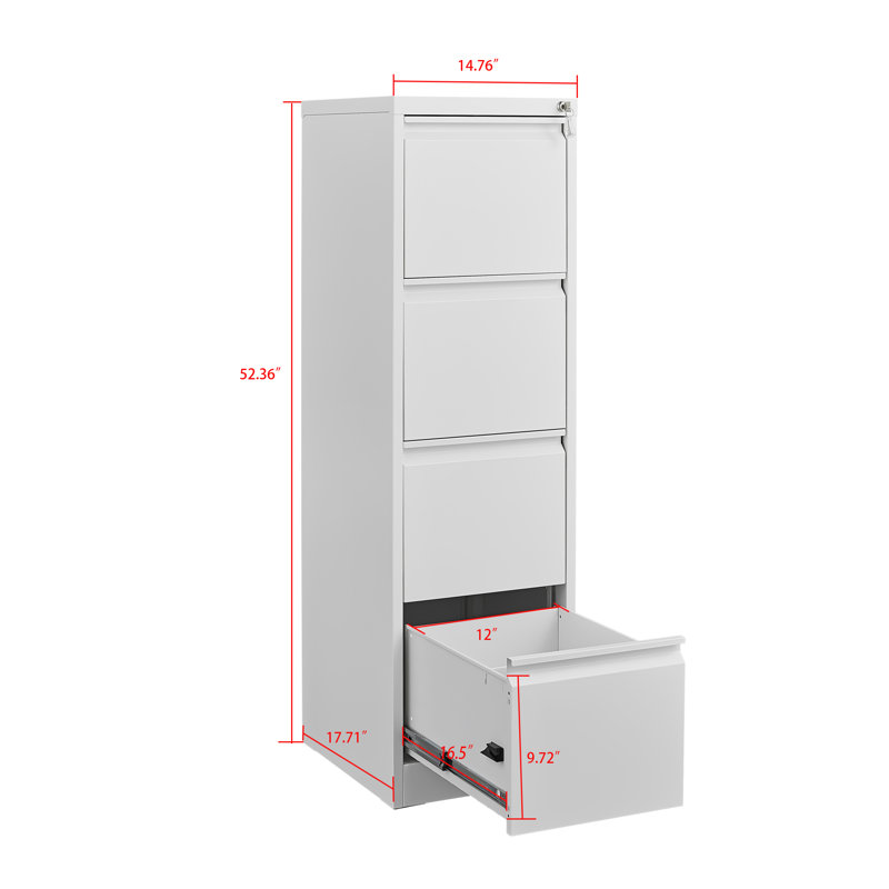 Modern Style 4 Drawer Vertical File Cabinet with Lock,for Office Letter Size/A4/Legal File, White
