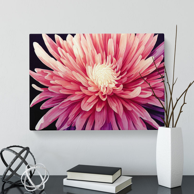 Joyful Chrysanthemum Flower - Wrapped Canvas, 35cm H x 50cm W x 3cm D