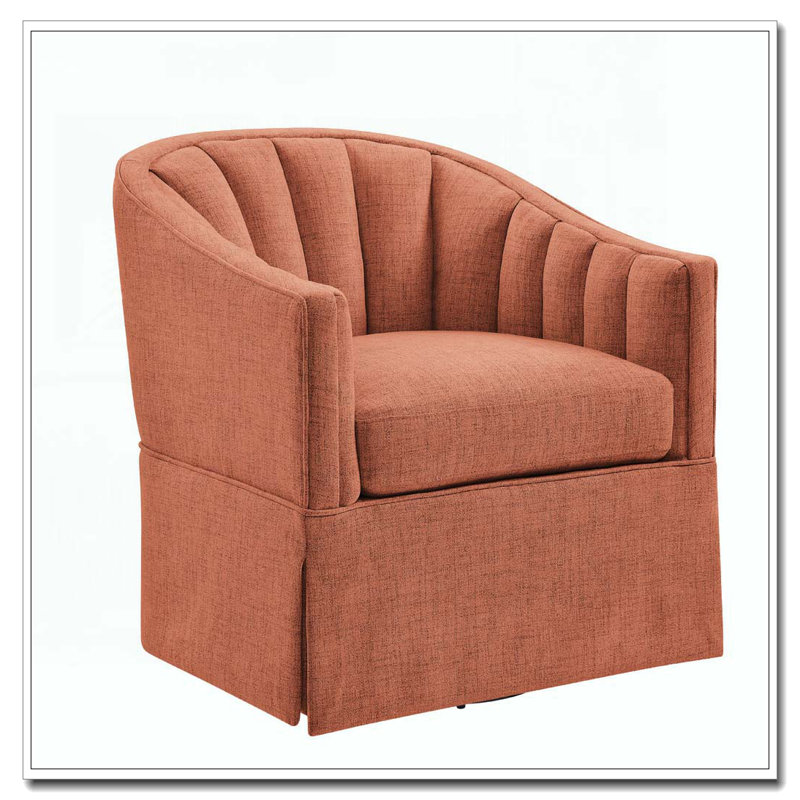 Skirted Swivel Accent Chair, Coral