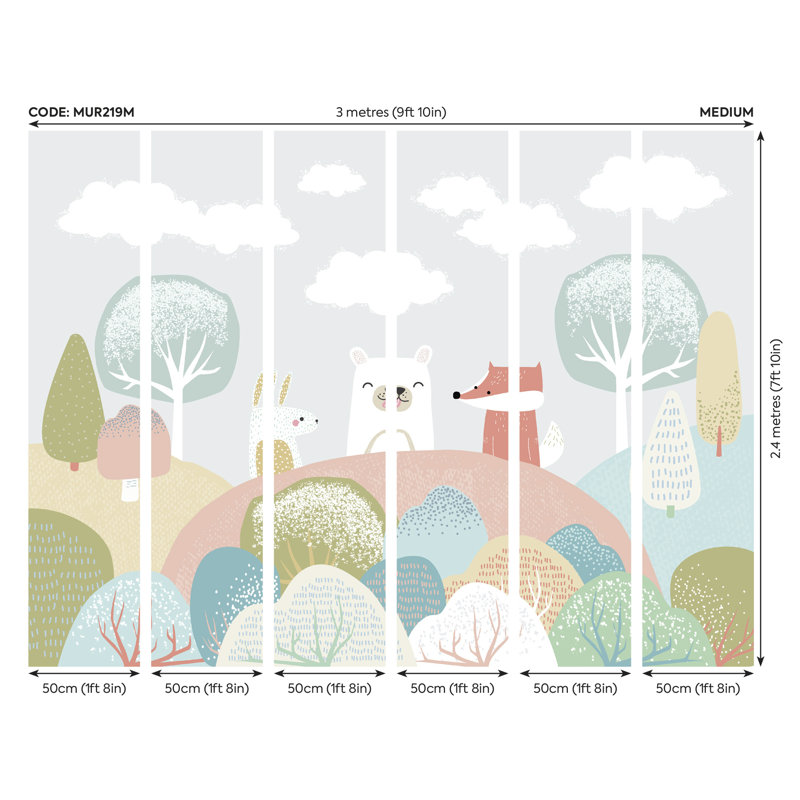 Matte Non-Pasted Wall Mural, Grey, 240cm L x 300cm W