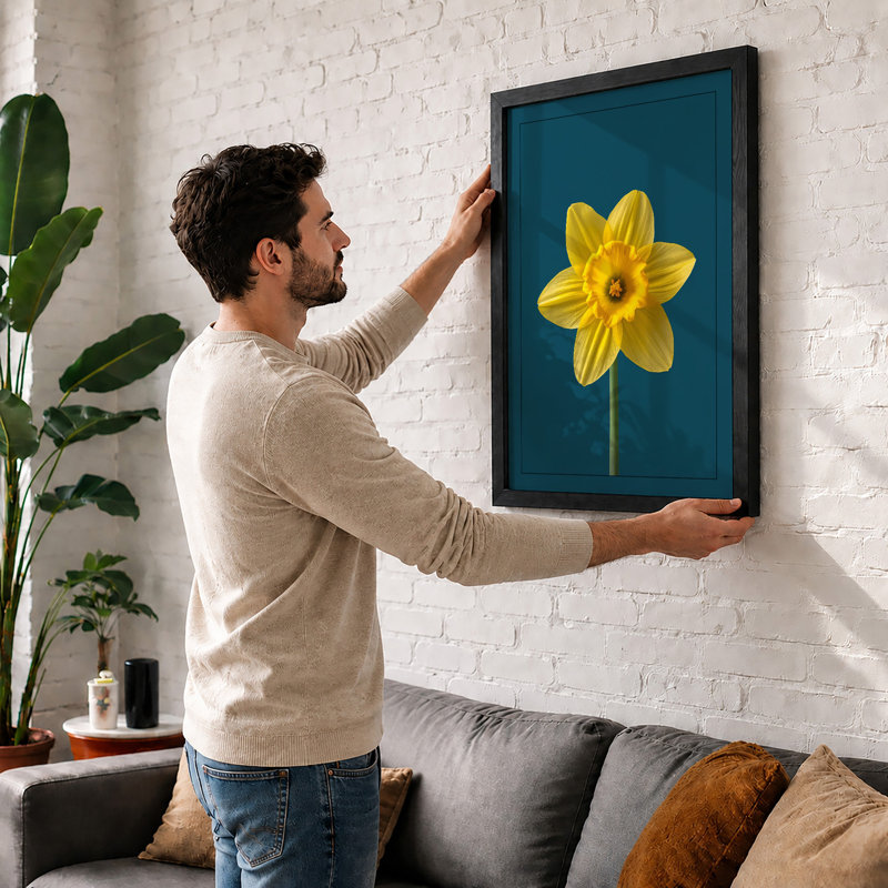 Golden Daffodil Botanical - Framed Print, Oak, A4 - 29.7 x 21.0 cm