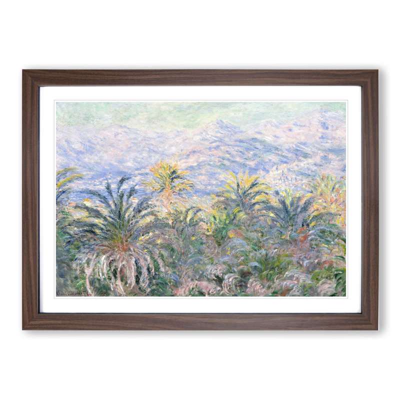 Palm Trees at Bordighera by Claude Monet - Framed Print, Walnut Framed, 36cm H x 48cm W x 2cm D