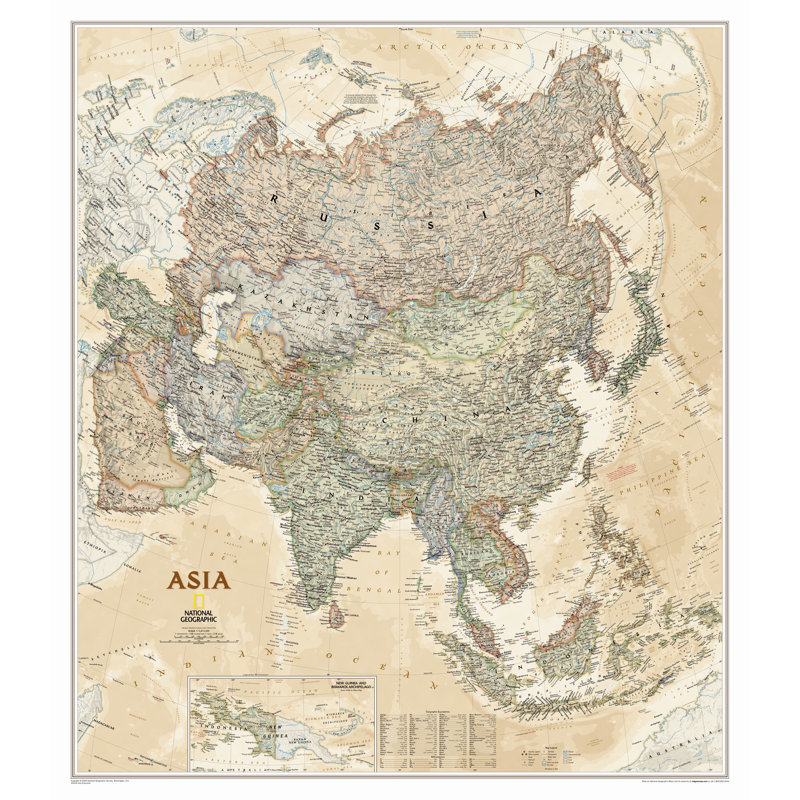 Carte murale asia classic, Taille standard Laminé (38" H x 34" W)