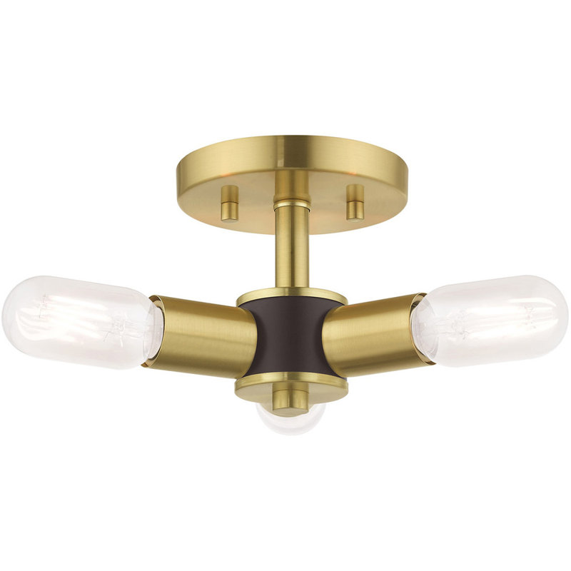 Deyjah Glass Semi Flush Mount, Satin Brass