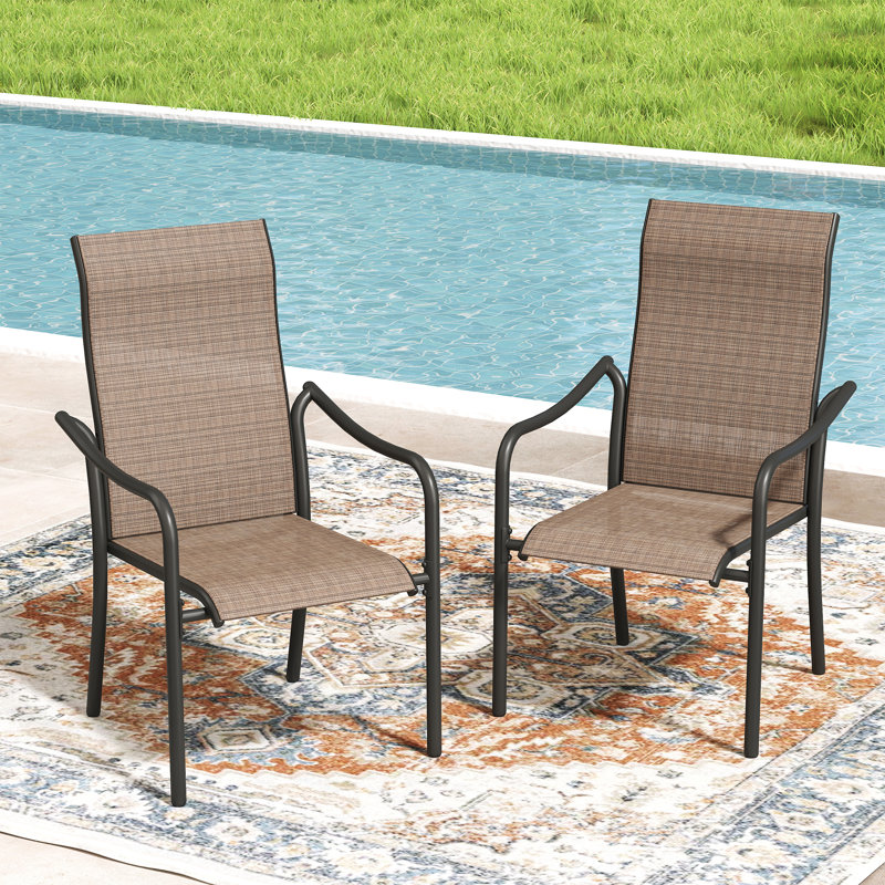 Fauteuils de salle à manger d'extérieur empilables, Brun