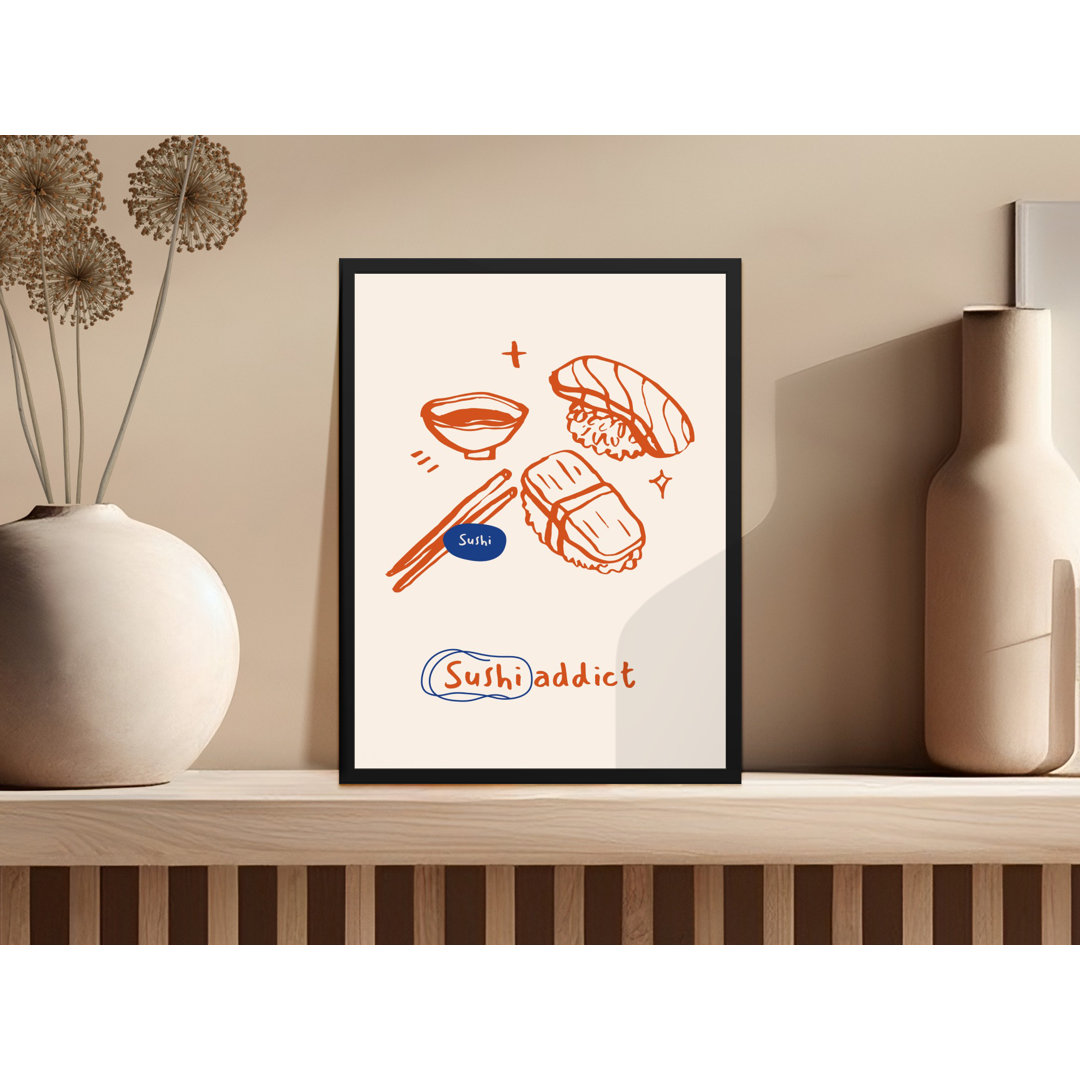 Sushi Addict Foodie Art Print Tasty Wall Decor Framed Poster