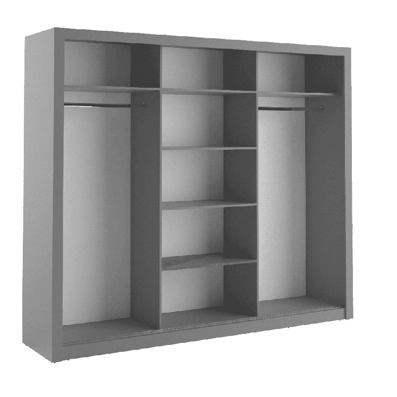 Neeyah 3 Door Manufactured Wood Wardrobe, Grey