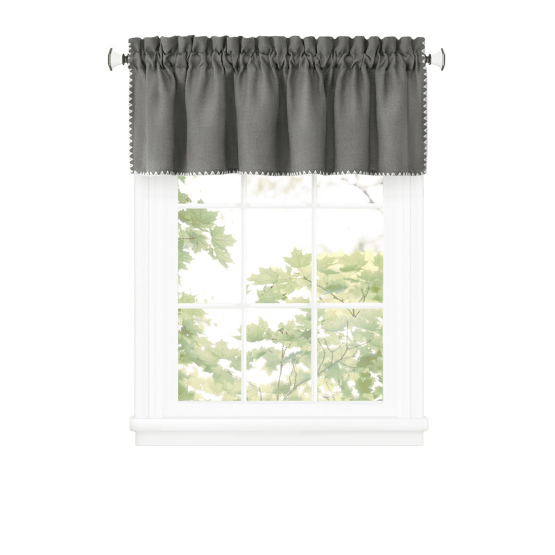 Tailored 58'' W Window Valance, Gray/White