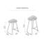 Tabouret de bar et de comptoir Geonna en bois massif, style selle, avec repose-pieds-366021795-343382046