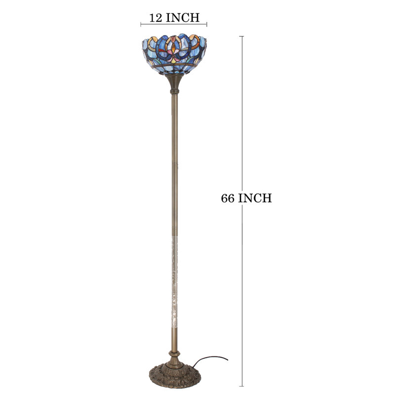 Cowley 66'' Bronze Antique Arched/Arc, Torchiere, Tiffany Floor Lamp