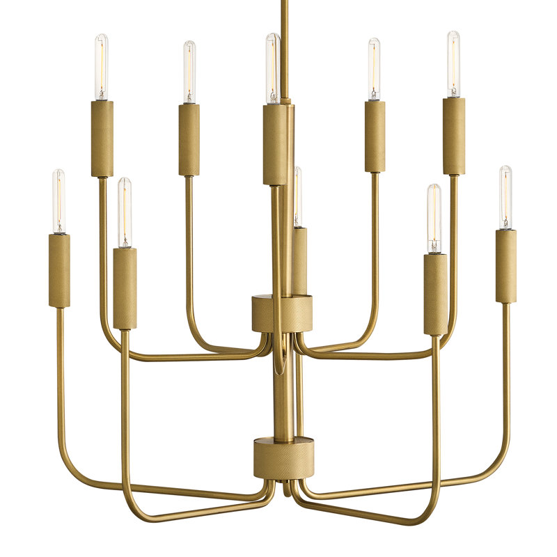 Austen 10-Light Exposed Bulb Multi-Tier Chandelier, Gold