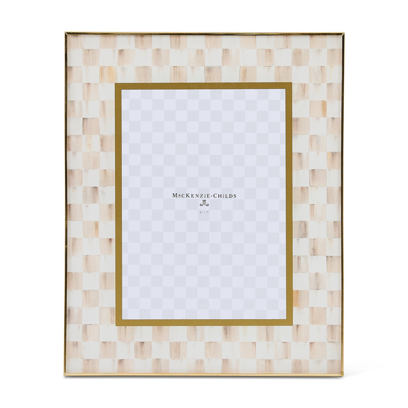 Mocha Check Glass Frame, 5" W X 7" H