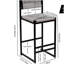 Ensemble de 2 tabourets de bar gris tissés à la main, avec tabouret haut et tabourets de bar en papier, pour la cuisine, la maison et le bureau (gris)-2135667687