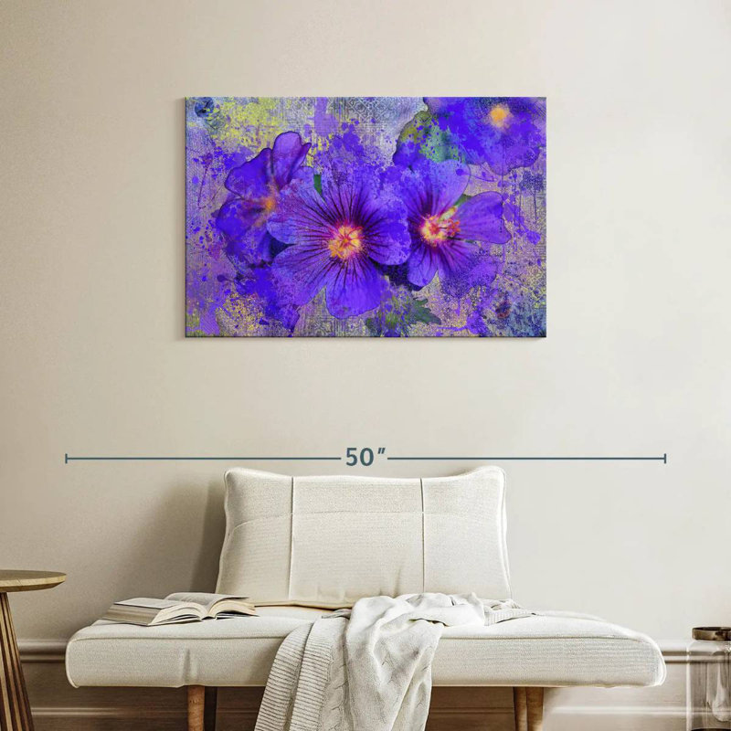 Fleurs mauves Harnek, H 24 po x l 36 po