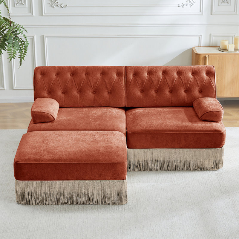 Canapé Chesterfield, Rouge / Brun