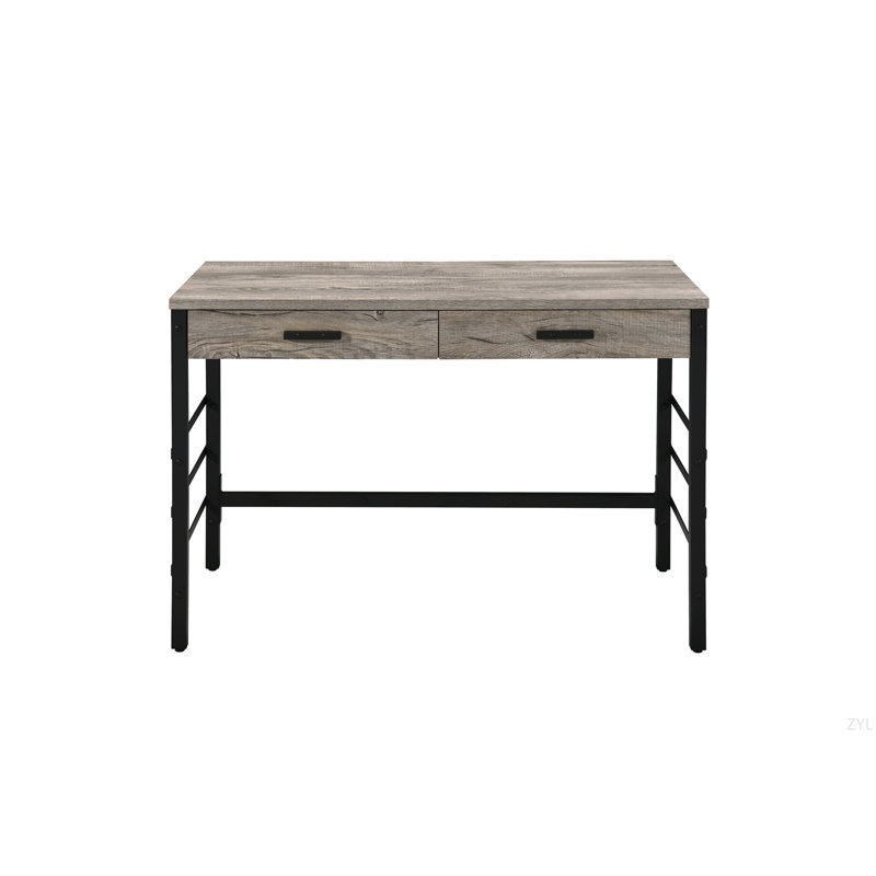 Light Weathered Oak & Black Finish Writing Desk W/USB