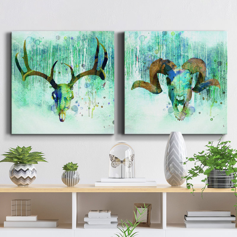 «Beyond the Forest I», ensemble de 2 peintures sur toiles, H 16 po x l 32 po x P 1 po, Toile tendue