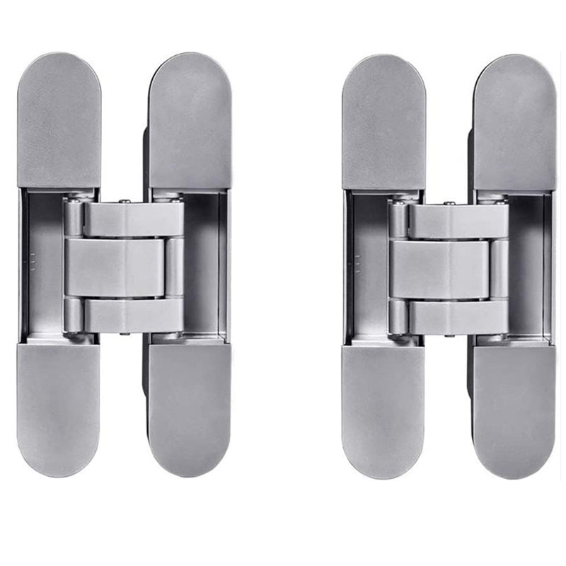 Charnière de porte invisible en alliage de zinc avec charnière de porte dissimulée réglable (ensemble de deux), Argent argent
