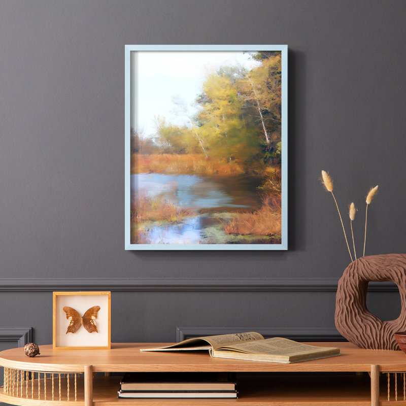 «River Scene I», reproduction encadrée - bois massif, Bleu, H 10 po x l 8 po