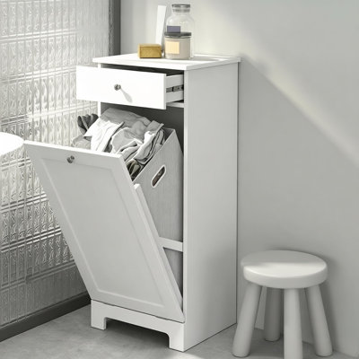 White Mdf Tilt-out Laundry Hamper Cabinet