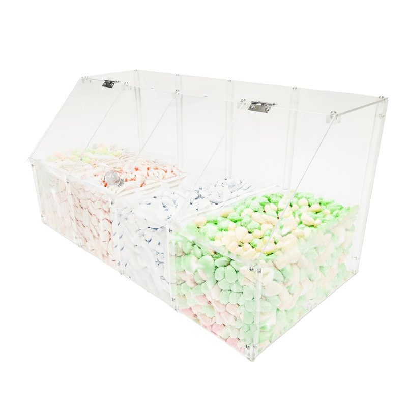24 X 12 X 12" Acrylic Bin Plaxiglass Organizer 4 Compartments Display Bin For Candy, Cereal, Chocolate Coffee Bean Assembly Video Provided