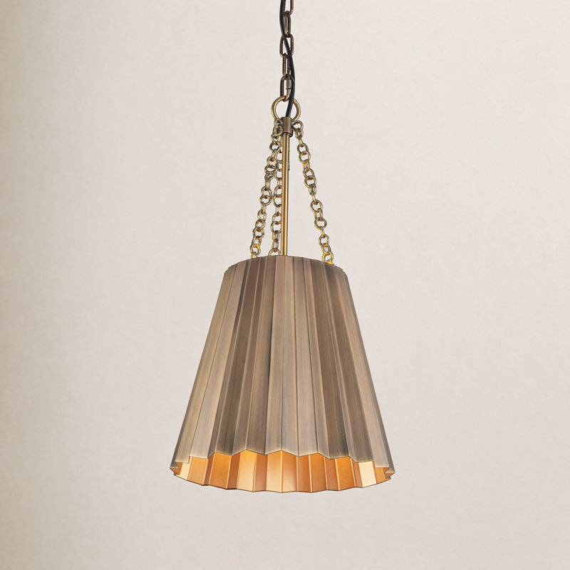 Luminaire suspendu simple 1 lumière Tindra, Doré vieilli, H 20,75 po x l 12,13 po x P 12,13 po