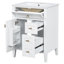Meuble-lavabo 24 po avec lavabo en céramique, 3 tiroirs et armoire, panneau de fibres à densité moyenne autoportant et base en bois d'hévéa-394869076