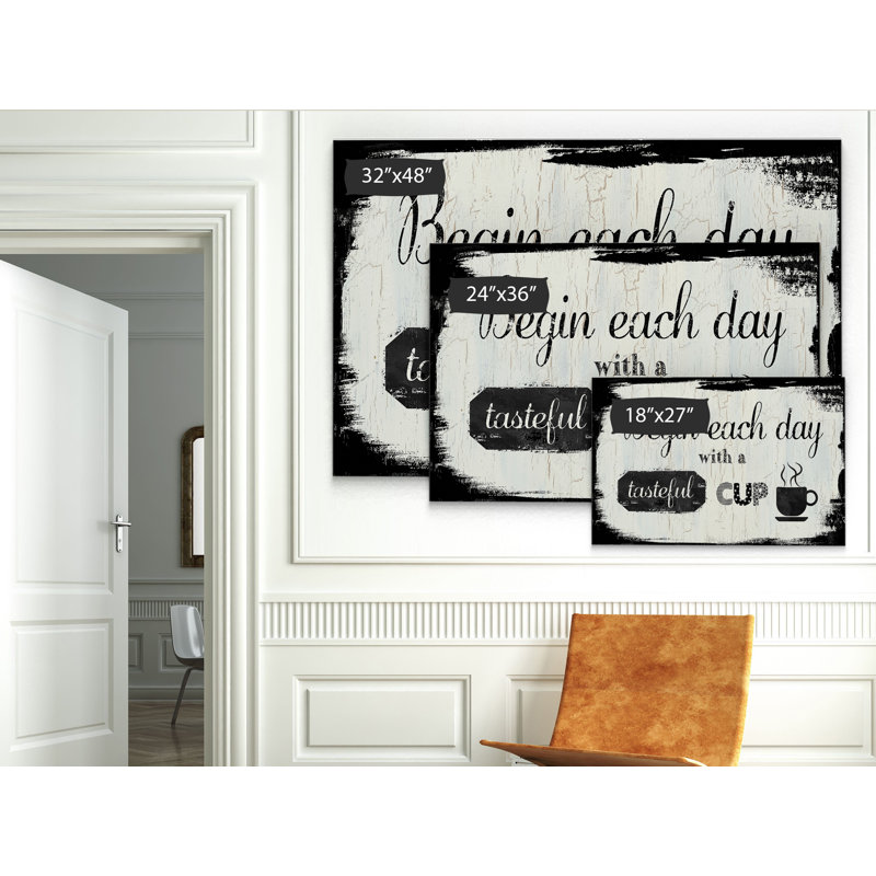 « bon goût », art textuel sur la tasse, H 18 po x l 27 po x P 1,5 po, Toile tendue