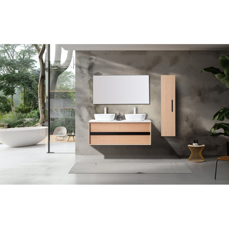 Boler 13" Wall Mounted Side Cabinet, Whitewash Oak