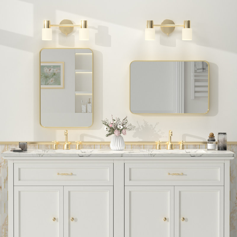 Molly Tempered Glass and Metal Framed French Cleat Mounted Wall Bathroom / Vanity Mirror, 24" x 16", Bronze, Round