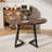 47.2 Inch Round Dining Table for 4-6, Farmhouse Style with Retro Tabletop and Curved Legs, Kitchen Table with Metal Frame, for Dining Room and Family Meals-29940513