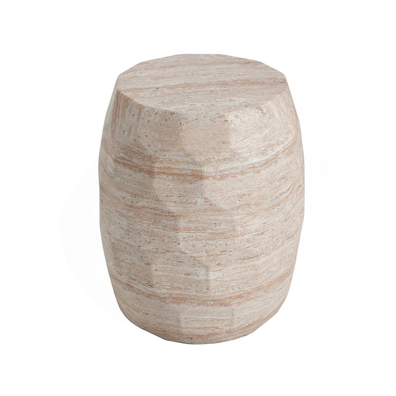 Outdoor/Indoor Lightweight Concrete Side Table,Travertine Finish
