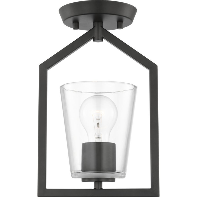 Plafonnier semi-encastré en verre Kyeler, Noir mat