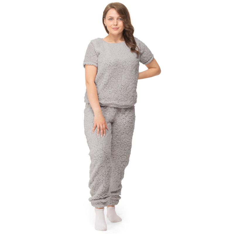 Owego Fleece Bathrobe with Hood, 63" W x 63" L, Grey