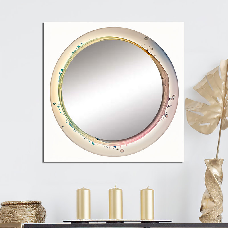 Soft Colored Cymatics Mandala III - Modern Geometric Large Square Mirror Wall Decor For Bedroom, 29" x 29"