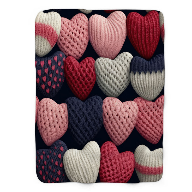 Jeté Cozy Heart - 1 pièce de qualité supérieure Sherpa, 60 po x 80 po