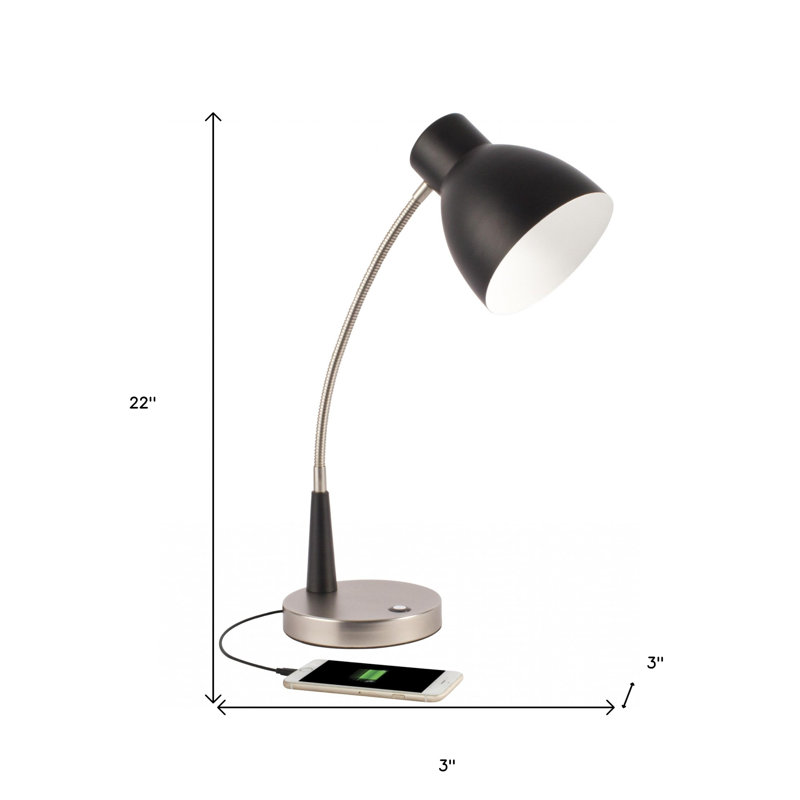Black Matte and Silver LED Adjustable Desk Lamp