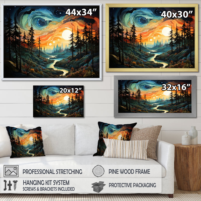 Vrysoules Landscape Aurora Borealis Natures VIII Framed On Canvas Print, Cadre simple blanc, H 24 po x l 32 po x P 1 po