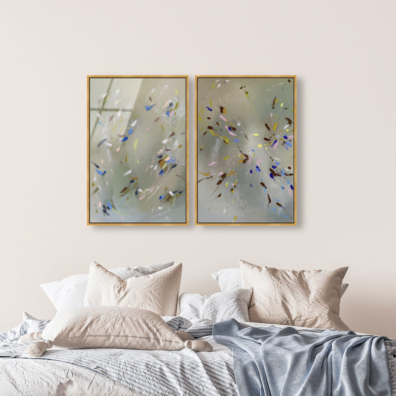 Spontaneous Traces Set Set by Oliver Gal, 74"H x 50"W, Gold Floater Frame