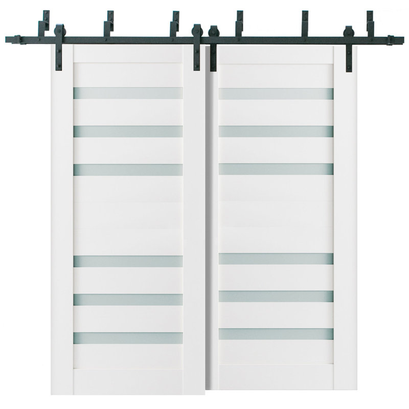 Portes blanches en verre givré Quadro, 64 po x 96 po