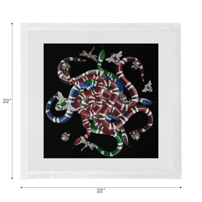 Serviettes de table en satin de coton Ouroboros, Noir