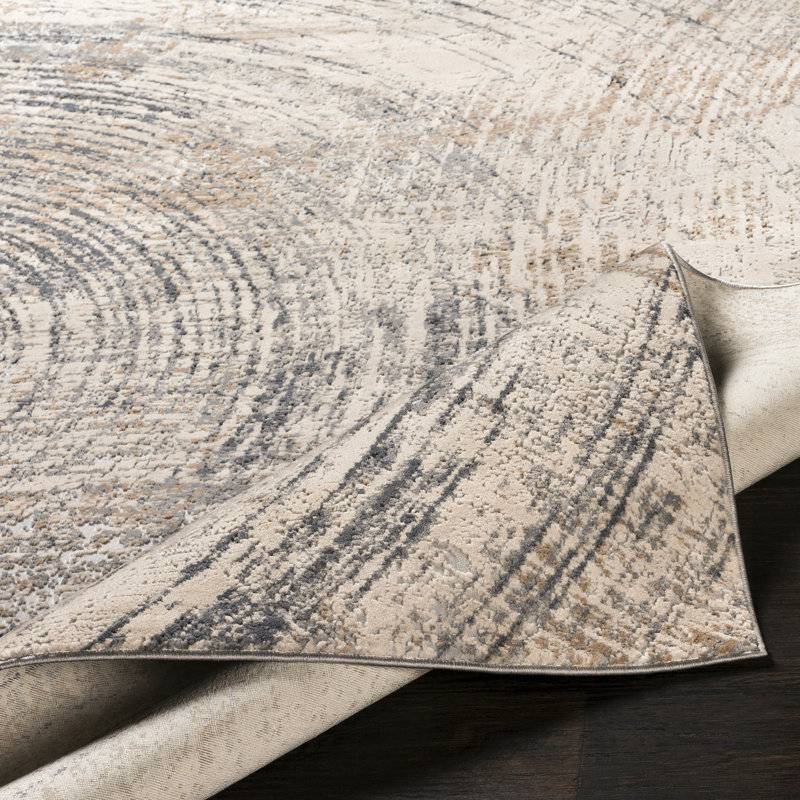 Hobert Abstract Ivory/Gray Area Rug, Rectangle 7'10" x 10'3"