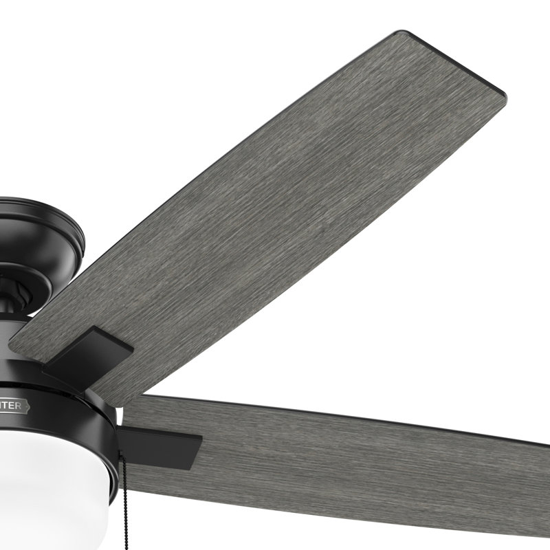 52" Matte Black and Gray 5-Blade Ceiling Fan with LED Light Kit