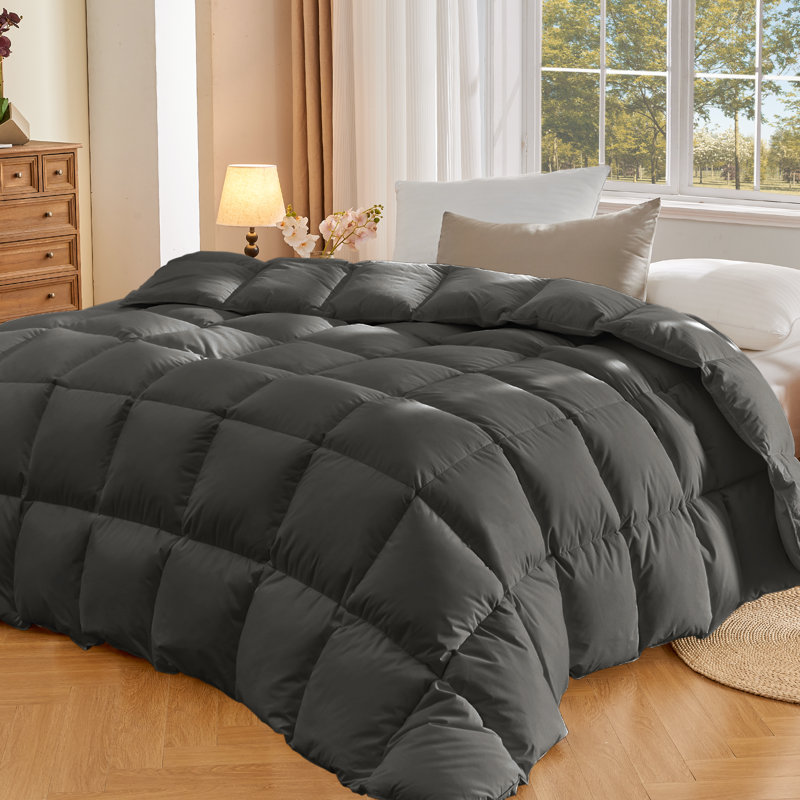 Ultra-Plush All-Season Comforter, Hotel-Style Feather Down Duvet Insert with Cotton Blend Cover, Medium Warmth & Hypoallergenic