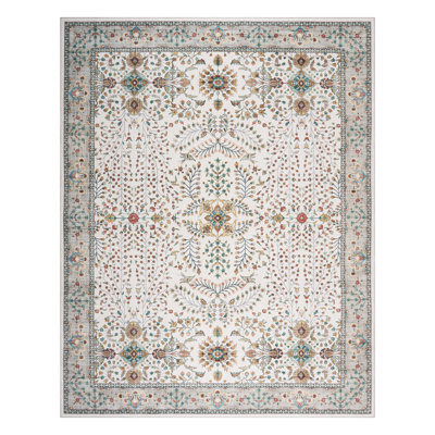  Everyday Chic Machine Washable Indoor Rug, Printed Soft Flannel Polyester with Non-Slip Backing,  Seda Beige