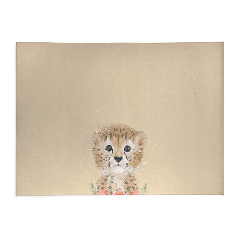 Lil Leopard Kids Play Mat, Rectangle 4' x 6', Yellow/Tan/Pink