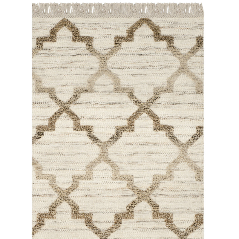 Tapis géométrique en laine / coton noué à la main Wilhelmine, Rectangle 5 pi x 8 pi