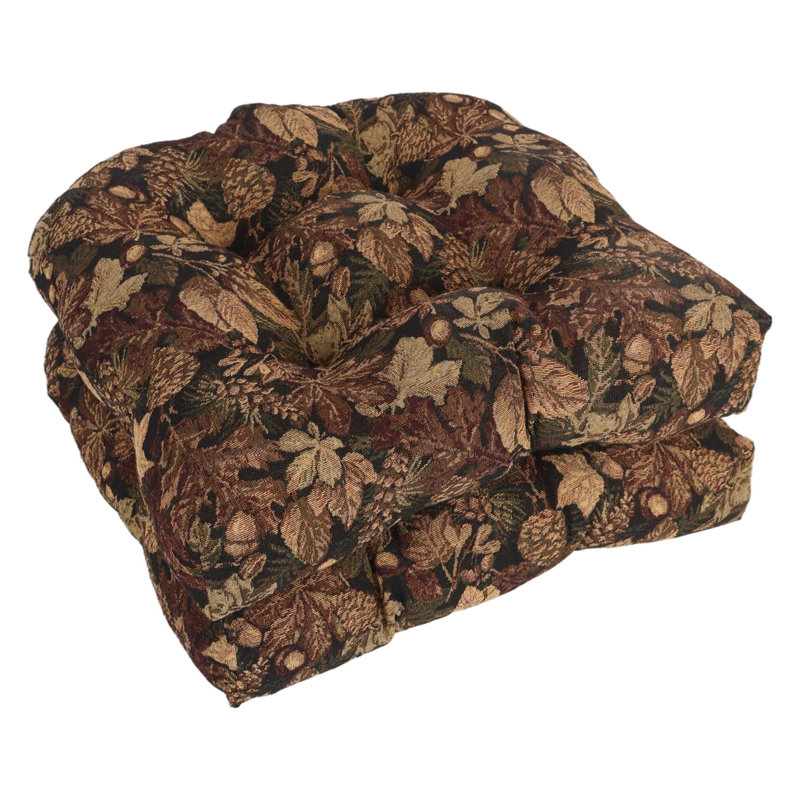 19-Inch Rounded Back Tapestry Chair Cushions (Set Of 2)