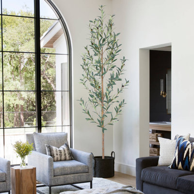 82" Artificial Tall Olive Tree With Pot