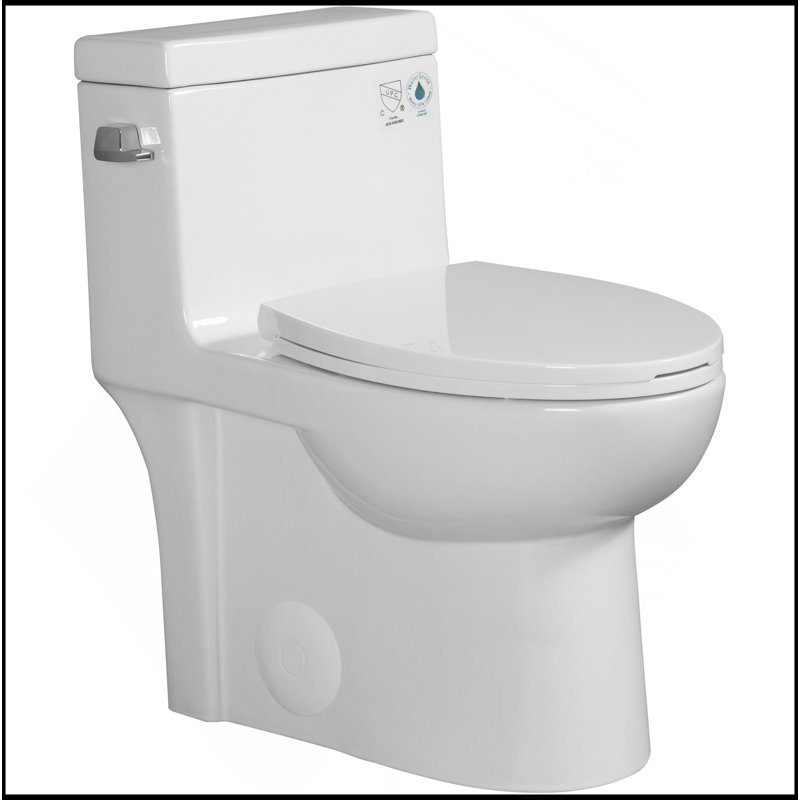 Toilette moderne une pièce à chasse d'eau 1,28 GPF, à hauteur allongée et confortable, avec siège à fermeture douce et siège à fermeture douce 1000 po, blanc brillant